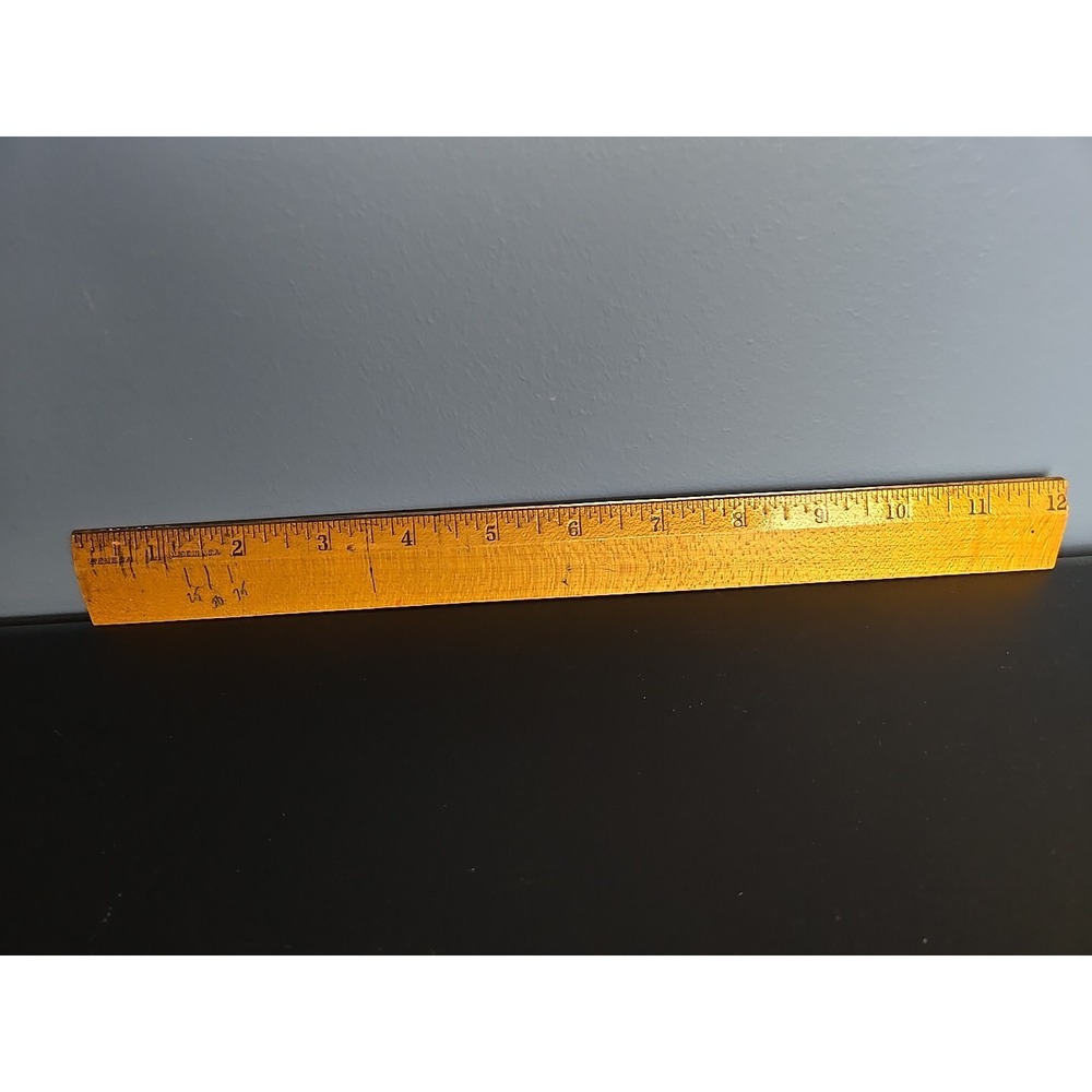 SENECA Wood Ruler 12 Inch with‎ Metal Strip Vintage Drafting Made in USA